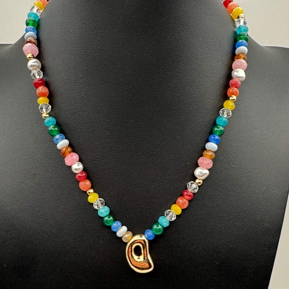 Serefina Multicolor Gemstone Beaded Necklace With… - image 1